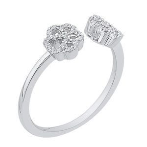 Paw Diamond Ring, Sterling Silver